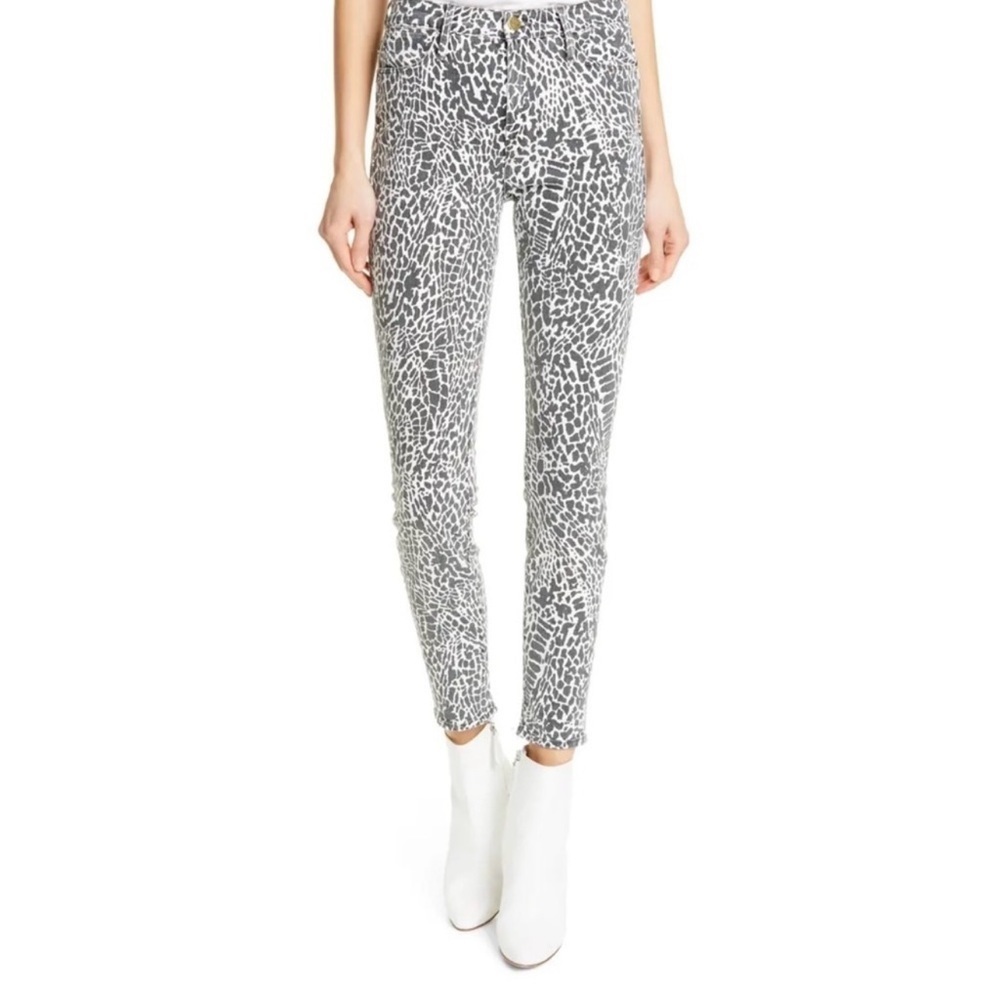 Frame Le High Animal Leopard Print Skinny Ankle Jeans Size 24
